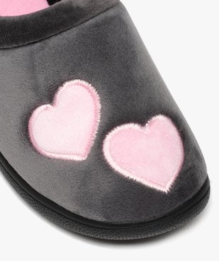 Chaussons femme mules en velours ras motifs cœurs vue6 - GEMO(HOMWR FEM) - GEMO