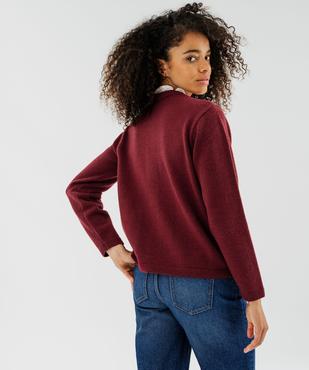 Gilet en maille à col rond avec empiècement froncé en coton femme vue3 - GEMO(FEMME PAP) - GEMO