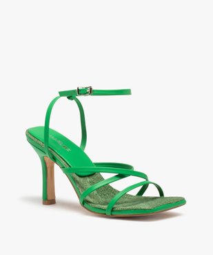 Sandales femme à talon et fines brides croisées unies vue2 - SANS MARQUE - GEMO