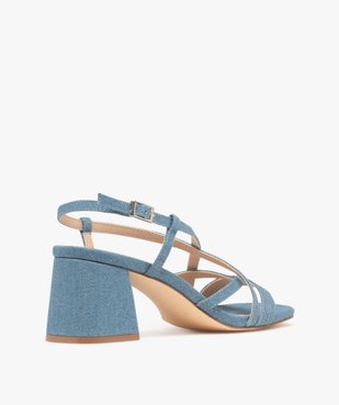 Sandales à brides en toile avec talon flare femme  vue4 - FOLLOW ME - GEMO