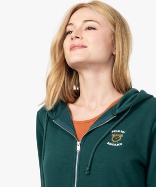 Sweat femme zippé à capuche et motif vue2 - FOLLOW ME - GEMO