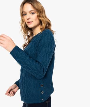Pull femme torsadé avec boutons métallisés sur les côtés vue1 - GEMO(FEMME PAP) - GEMO