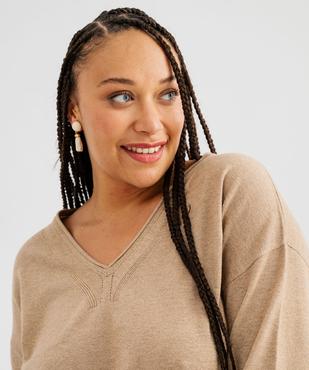 Pull fin col V en maille pailletée femme grande taille vue2 - GEMO (G TAILLE) - GEMO