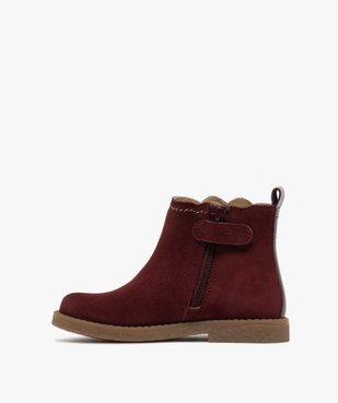 Bottines fille en cuir suédé avec détail coeurs - NA! vue3 - NA! - GEMO