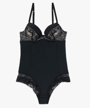 Body femme en microfibre et dentelle  vue4 - GEMO(HOMWR FEM) - GEMO