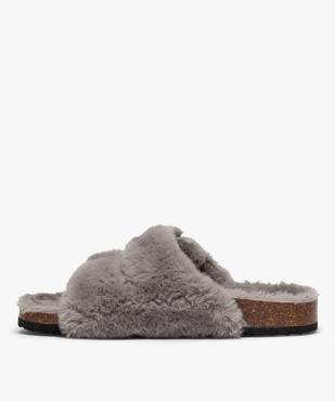 Chaussons femme mules à larges brides en textile peluche vue3 - GEMO(HOMWR FEM) - GEMO
