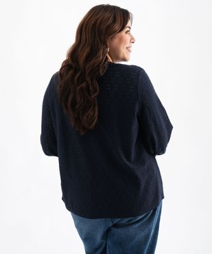 Blouse manches 3/4 en maille ajourée femme grande taille vue3 - GEMO 4G GT - GEMO