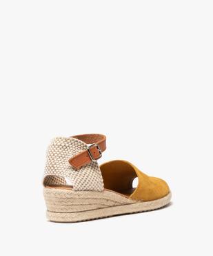 Sandales femme à talon compensé façon espadrilles en cuir vue4 - GEMO (CASUAL) - GEMO