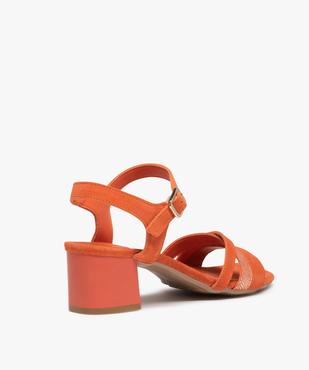 Sandales femme à talon carré dessus cuir suédé – Tanéo vue4 - TANEO - GEMO