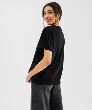 Tee-shirt manches courtes col rond uni en coton femme vue3 - GEMO 4G FEMME - GEMO
