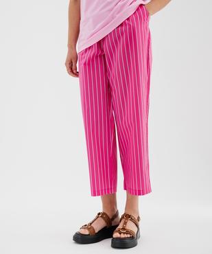 Pantalon en toile fine rayée femme vue1 - GEMO(FEMME PAP) - GEMO