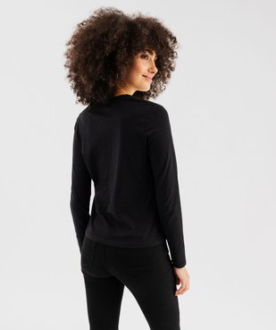 Tee-shirt manches longues et col V uni femme vue3 - GEMO 4G FEMME - GEMO
