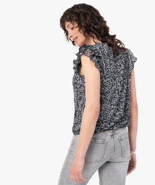 Blouse femme imprimée avec volants sur les épaules vue3 - GEMO(FEMME PAP) - GEMO