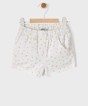 Short en coton fleuri à taille élastiquée bébé fille vue1 - GEMO(BEBE DEBT) - GEMO