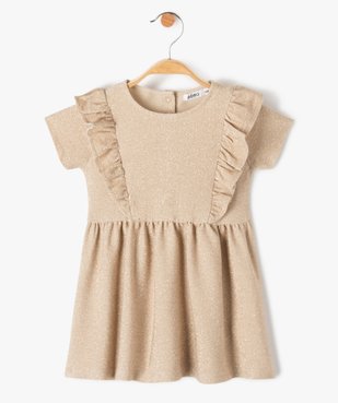 Robe bébé fille à manches courtes à paillettes avec volant sur le buste vue1 - GEMO(BEBE DEBT) - GEMO