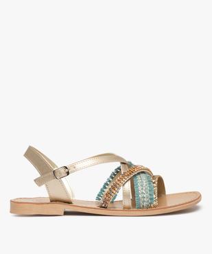 Sandales femme à talon plat et brides fantaisie brillantes vue1 - GEMO (CASUAL) - GEMO