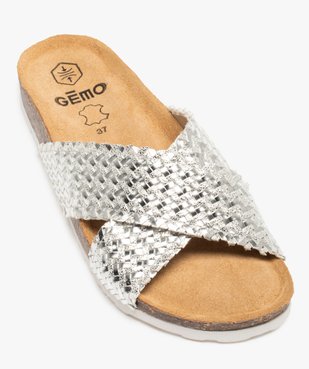 Mules femme plates à brides tressées métallisées vue5 - GEMO (CASUAL) - GEMO