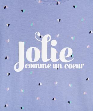 Pyjama en coton avec motifs coeurs fille vue2 - GEMO 4G FILLE - GEMO