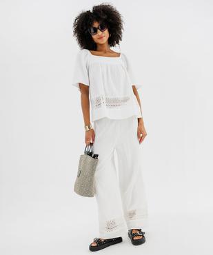 Blouse en gaze de coton avec détails brodés femme vue4 - GEMO(FEMME PAP) - GEMO