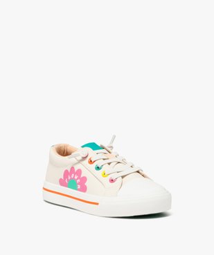 Baskets fille en toile unie avec oeillets fantaisie et semelle à liseré vue3 - GEMO 4G FILLE - GEMO