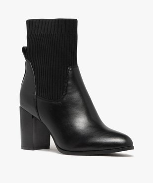 Bottines femme à talon avec col chaussette et bout amande vue3 - GEMO(URBAIN) - GEMO