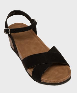 Sandales à talon compensé et larges brides croisées en suédine femme - Valentina Baldano vue5 - VALENTINA BALDA - GEMO