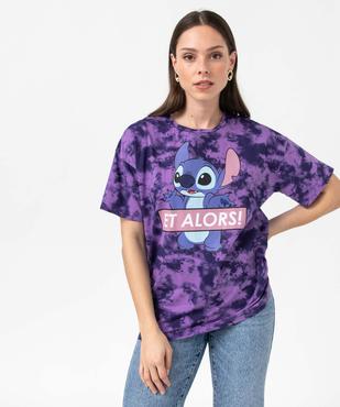 Tee-shirt femme à manches courtes avec motif Stitch - Disney vue1 - DISNEY - GEMO