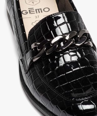 Mocassins femme vernies effet croco avec bride à chaîne  vue7 - FOLLOW ME - GEMO
