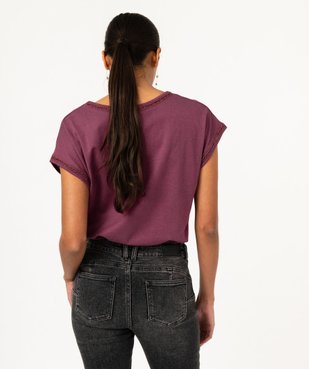 Tee-shirt à manches courtes avec finitions pailletées femme vue3 - GEMO 4G FEMME - GEMO