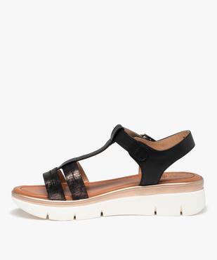 Sandales fille compensées à brides unies détails brillants vue3 - GEMO (ENFANT) - GEMO
