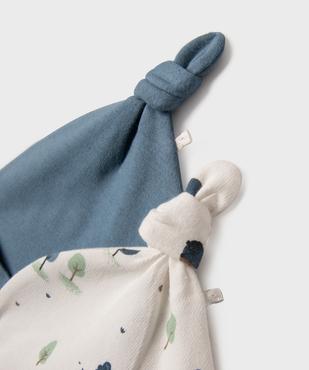 Bonnet de naissance en jersey avec noeud bébé garçon (lot de 2)  vue2 - GEMO 4G BEBE - GEMO