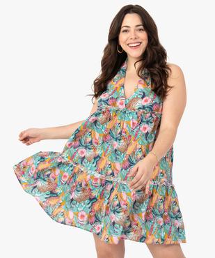 Tunique de plage femme grande taille à motifs exotiques vue1 - GEMO (PLAGE) - GEMO