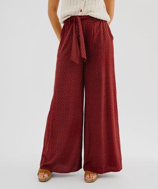 Pantalon large et fluide à taille haute ceinturée femme vue2 - GEMO 4G FEMME - GEMO