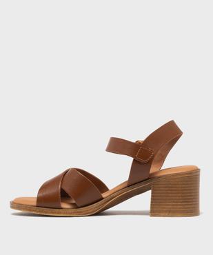 Sandales à talon en cuir femme - Tanéo vue3 - TANEO - GEMO