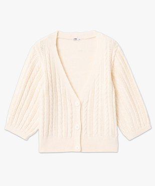 Gilet femme à col V en maille torsadée  vue4 - GEMO(FEMME PAP) - GEMO