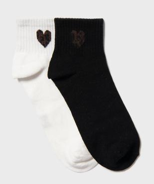 Socquettes avec motif coeur sur la tige femme (lot de 2) vue1 - GEMO(HOMWR FEM) - GEMO