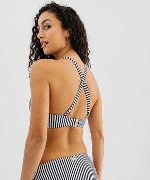 Haut de maillot de bain rayé forme triangle femme - LuluCastagnette vue4 - LULUCASTAGNETTE - GEMO