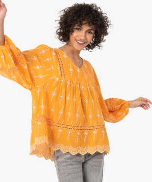 Blouse femme brodée à manches longues coupe ample vue2 - GEMO(FEMME PAP) - GEMO