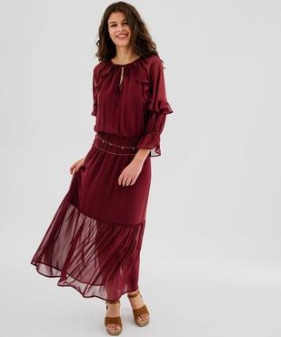 Robe longue à volants en voile femme vue1 - GEMO(FEMME PAP) - GEMO