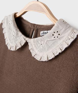 Pull à col Claudine en broderie anglaise fille vue2 - GEMO 4G BEBE - GEMO