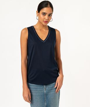 Débardeur col V brillant en maille fluide femme vue5 - GEMO 4G FEMME - GEMO