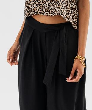 Pantalon large et fluide à taille élastiquée et liens à nouer femme vue2 - GEMO 4G FEMME - GEMO