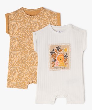 Combishort en coton avec motifs lions bébé garçon (lot de 2) vue1 - GEMO(BEBE DEBT) - GEMO
