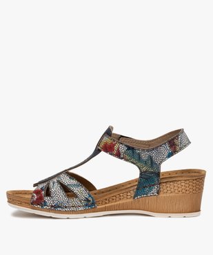 Sandales femme confort dessus multicolores finitions strass vue3 - GEMO (CONFORT) - GEMO