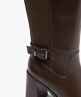 Bottes femmes unies à talon carré évasé avec tige élastique  vue6 - GEMO(URBAIN) - GEMO