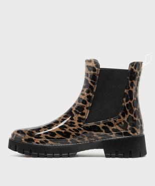 Boots de pluie imprimé léopard style Chelsea femme - Follow Me vue3 - FOLLOW ME - GEMO