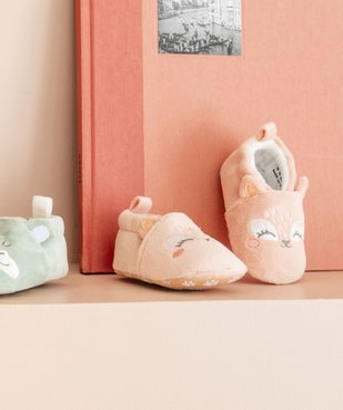 Chaussons de naissance bébé fille en velours uni en forme de chat vue7 - GEMO 4G BEBE - GEMO