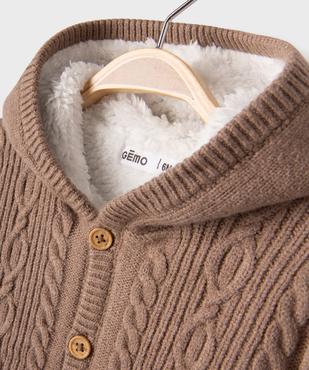 Gilet à capuche en maille torsadée doublé sherpa bébé garçon vue2 - GEMO(BB COUCHE) - GEMO