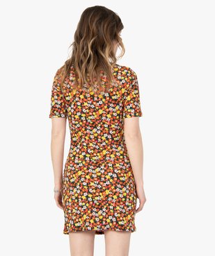 Robe femme à manches courtes effet drapé vue3 - GEMO(FEMME PAP) - GEMO