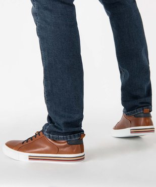 Baskets homme dessus cuir à lacets - Tanéo vue1 - TANEO - GEMO